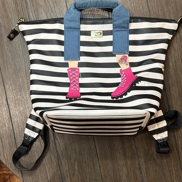 Betsey Johnson Black and White Striped Backpack Betsey Johnson | Bags | Betsey Johnson Black And White  main image 2